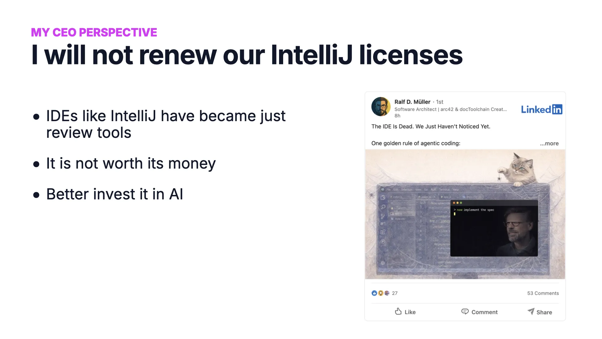 Slide 30: IntelliJ-Lizenzen werden nicht verlängert